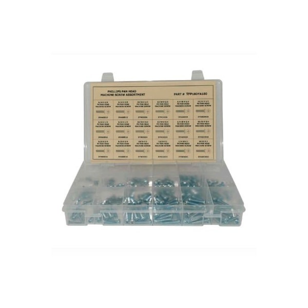 Machine Screw Assortment, Steel, Zinc Plated Finish, 400 PCS